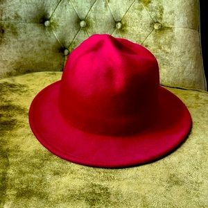 Red brim hat